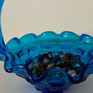 Elegant Blue Colbalt Glass Basket